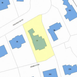 91 Huntington Rd, Newton MA  02458-2416 plot plan